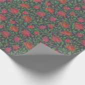 Victoriaanse gotische perfecte rode en fuchsia roz cadeaupapier (Hoek)