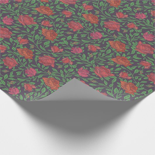 Victoriaanse gotische perfecte rode en fuchsia roz cadeaupapier (Hoek)