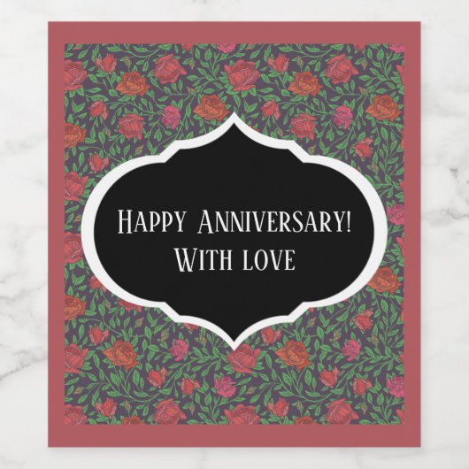 Victoriaanse gotische perfecte rode en fuchsia roz wijn etiket (Enkel label)