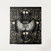 Victoriaanse gotische romantische schedel vleugels wandkleed (Voorkant)