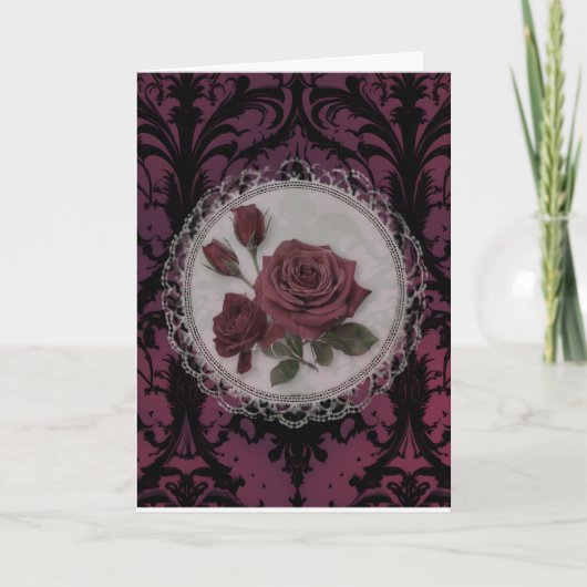 Victoriaanse Gotische Roze Verjaardag Kaart (Voorkant)