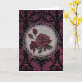 Victoriaanse Gotische Roze Verjaardag Kaart (Gele Bloem)
