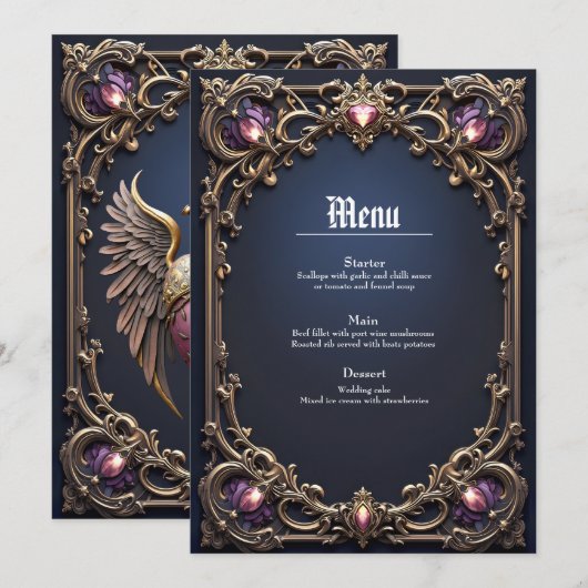 Victoriaanse Gotische Trouwcollectie Menu (Voorkant / Achterkant)