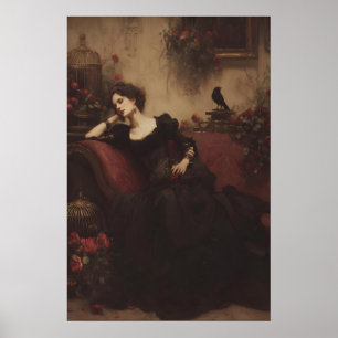 Victoriaanse Gotische Vrouw Printbare Kunst Donker Poster