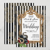 Victoriaanse Gotische Zwarte Streep Bruiloft Kaart (Voorkant / Achterkant)