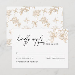 Victoriaanse Gouden Bloemen Bruiloft RSVP Kaart