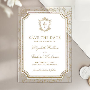 Victoriaanse Gouden Katholieke Trouw Save the Date Acryl Uitnodigingen