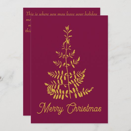 Victoriaanse Gouden Kerstboom Feestdagenkaart (Voorkant / Achterkant)