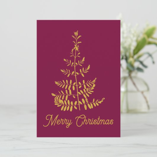 Victoriaanse Gouden Kerstboom Feestdagenkaart (Staand voorkant)