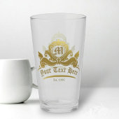 Victoriaanse gouden monogram aangepaste tekst pint glas