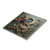 Victoriaanse Gouden Teal Letter B Monogram Tegeltje (Zijkant)