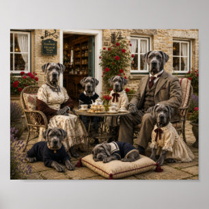 Victoriaanse Great Dane-familie theevisite   Elega Poster