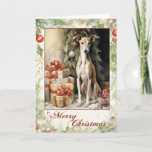 Victoriaanse Greyhound Kerstmis Feestdagen Kaart
