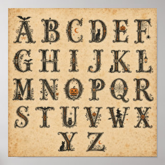 Victoriaanse Halloween Alfabet Letters Poster