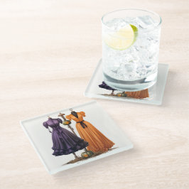 VICTORIAANSE HALLOWEEN KLEDING GLAZEN ONDERZETTER