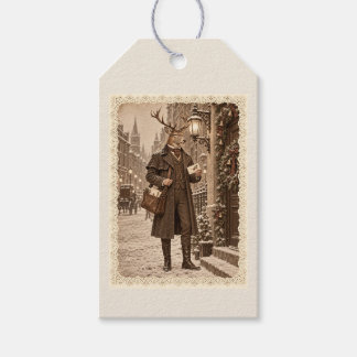 Victoriaanse hertenpostbode kerstcadeautags cadeaulabel