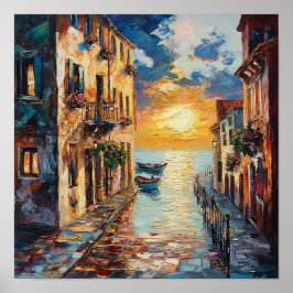 Victoriaanse Horizon Ondergaande Zon Kantoor Decor Poster