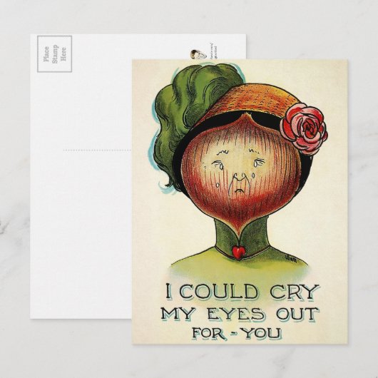 Victoriaanse Huilende Ui Prentbrief Briefkaart (Voorkant / Achterkant)