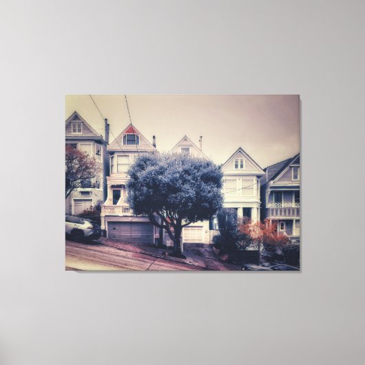 Victoriaanse huizen in San Francisco Canvas Afdruk (Voorkant)
