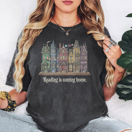 Victoriaanse huizen met lees citaat kunst t-shirt