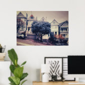 Victoriaanse huizen op de heuvel San Francisco Poster (Thuiskantoor)