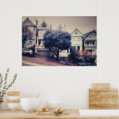 Victoriaanse huizen op de heuvel San Francisco Poster (Keuken)