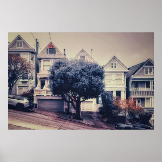 Victoriaanse huizen op de heuvel San Francisco Poster (Voorkant)
