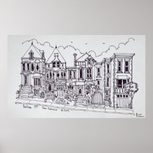 Victoriaanse huizen   San Francisco, Californië Poster