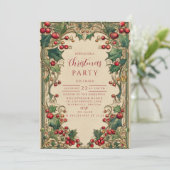 Victoriaanse Hulst & Bes Kerstmis Kaart (Staand voorkant)