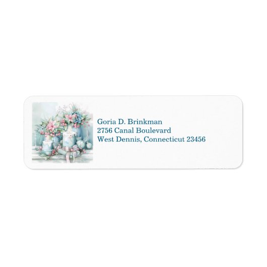 Victoriaanse Kaars en Kerstbloemen  Etiket (Voorkant)