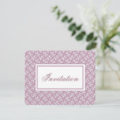Victoriaanse kant roze uitnodiging (Staand voorkant)