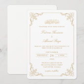 Victoriaanse kantlijst gouden script Moslim bruilo Kaart (Voorkant / Achterkant)