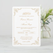 Victoriaanse kantlijst gouden script Moslim bruilo Kaart (Staand voorkant)