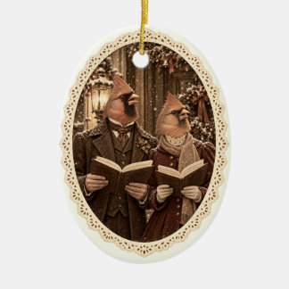 Victoriaanse Kardinaal Kerstliedjeszangers Kerstor Keramisch Ornament