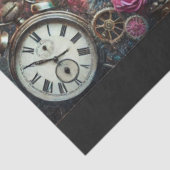 Victoriaanse Kat Bloem Steampunk Klokken Decoupage Tissuepapier (Detail)