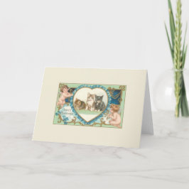 Victoriaanse katten- en cherubijnenbriefkaart kaart