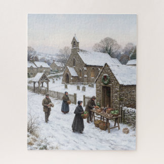 Victoriaanse Kerk Winter Liefdadigheids Kerstmis Legpuzzel
