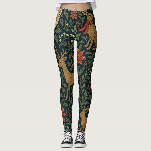 Victoriaanse Kerst Dier & Botanisch Leggings (Voorkant)