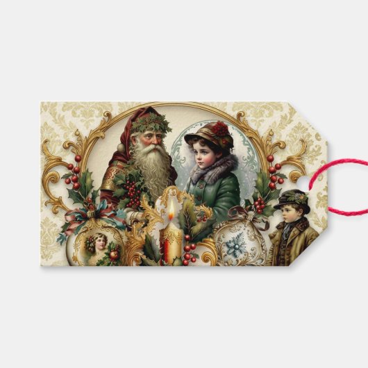 Victoriaanse Kerst Elegantie  Cadeaulabel (Voorkant (Horizontaal))