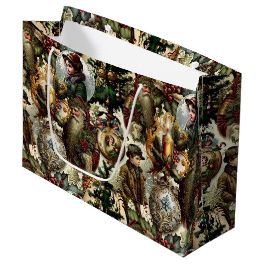 Victoriaanse Kerst Elegantie  Groot Cadeauzakje (Voorkant Gekanteld)
