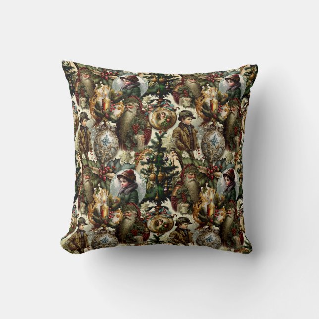 Victoriaanse Kerst Elegantie  Kussen (Voorkant)