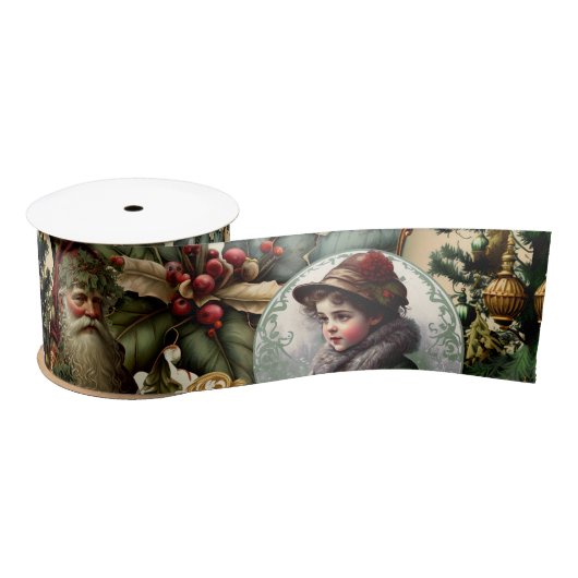 Victoriaanse Kerst Elegantie Satijnen Lint (Spoel)