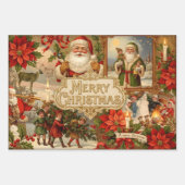 Victoriaanse Kerst Ephemera Collage Inpakpapier Vel (Voorkant)