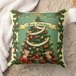 Victoriaanse Kerst Muizen Cadeaus Rode Groene Huls Kussen