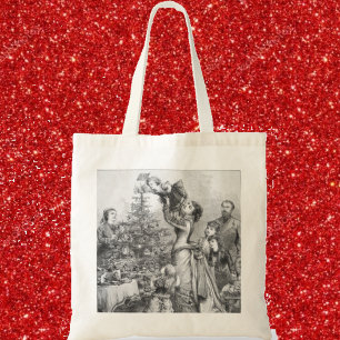 Victoriaanse Kerstboom Familie Antiek Vakantie Tote Bag