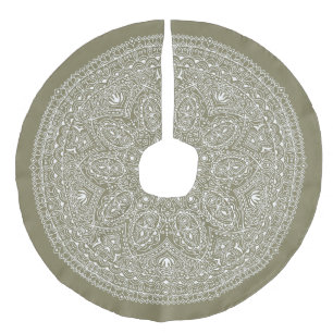 Victoriaanse Kerstboom Kleed in de stijl van Witte Imitatie Linnen Kerstboom Kleed