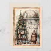 Victoriaanse Kerstboom met Huiselijke Inrichting Feestdagenkaart (Voorkant / Achterkant)