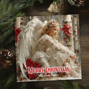 Victoriaanse Kerstengel bewerkbare kerstkaart