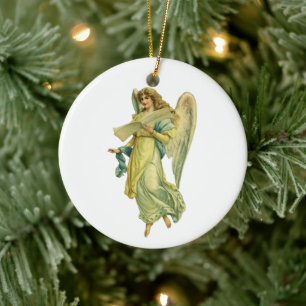 Victoriaanse Kerstengel, Gloria in Excelsis Deo Keramisch Ornament