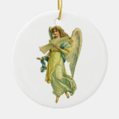 Victoriaanse Kerstengel, Gloria in Excelsis Deo Keramisch Ornament (Voorkant)